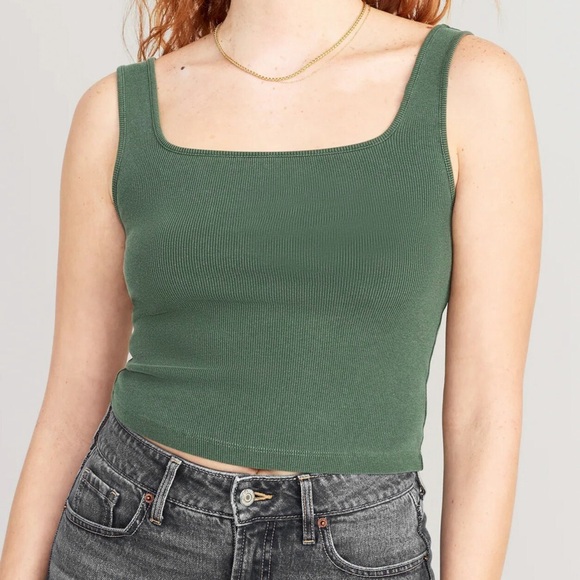 Old Navy Tops - 💚  3/$15 Old Navy Forest Green Square Neck Crop Top